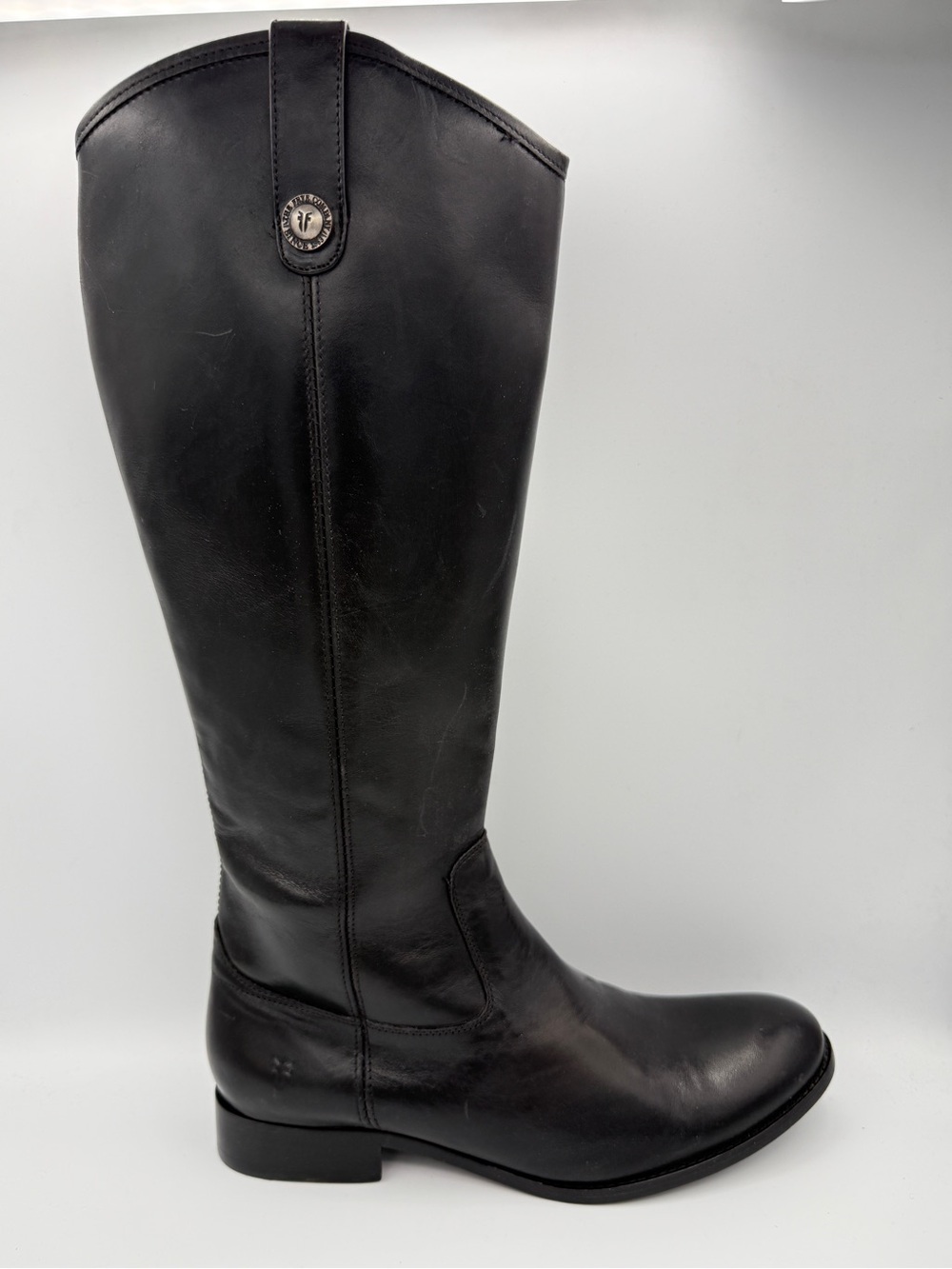 Frye Melissa Button Zipper Black Leather Tall Riding Boot Western 9.5